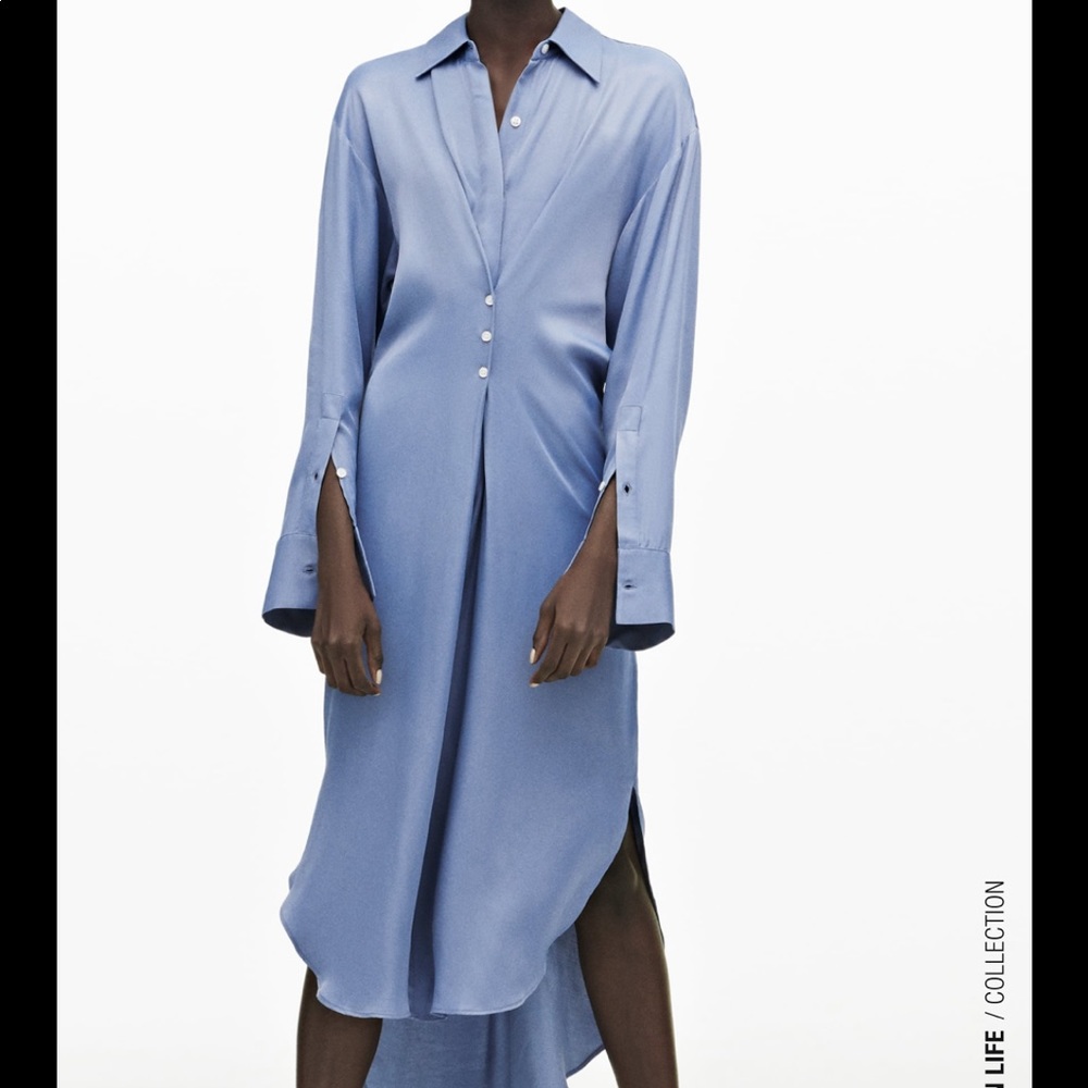 Zara satin effect shirt dress